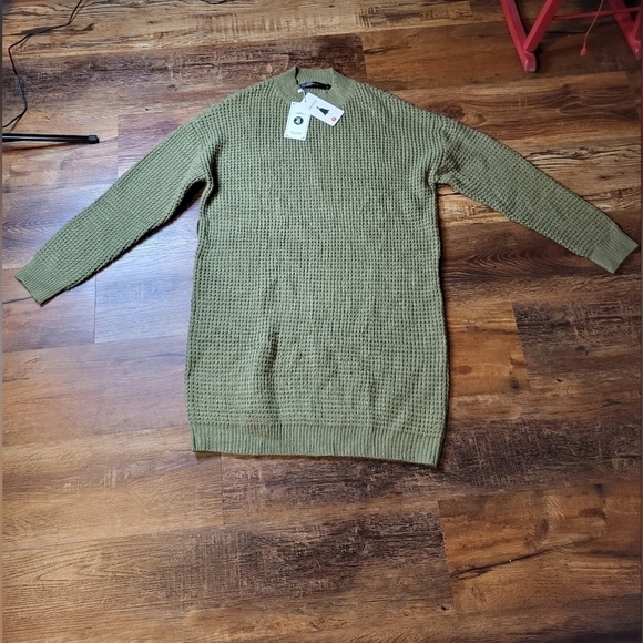 Zesica Large Oversized Sweater olive Green crew neck NWT - Picture 3 of 14